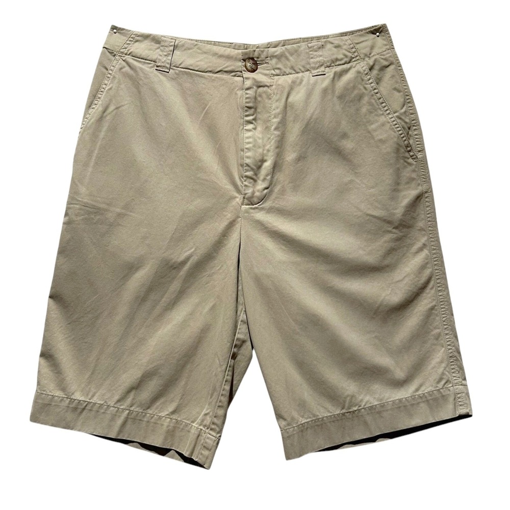 Lacoste Mens Bermuda 10" Golf Chino Shorts Khaki Flat Front Preppy Size 30
